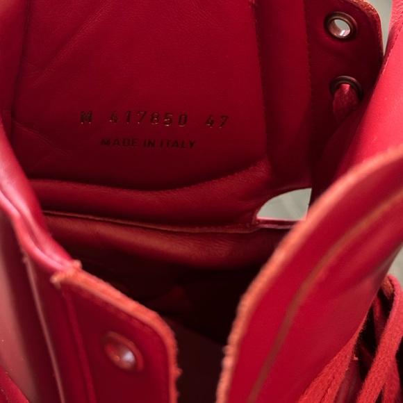SAINT LAURENT RED Leather HIGH-TOP Sneakers Shoes EU-47 US-13.5-14 - Picture 6 of 6